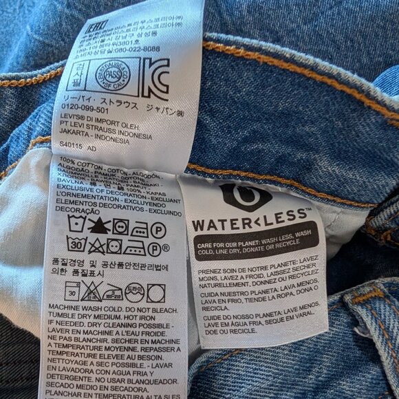 Levi’s High Rise Wide Leg Jeans Size 27 Cropped Distressed Hem Premium Denim - Picture 12 of 12